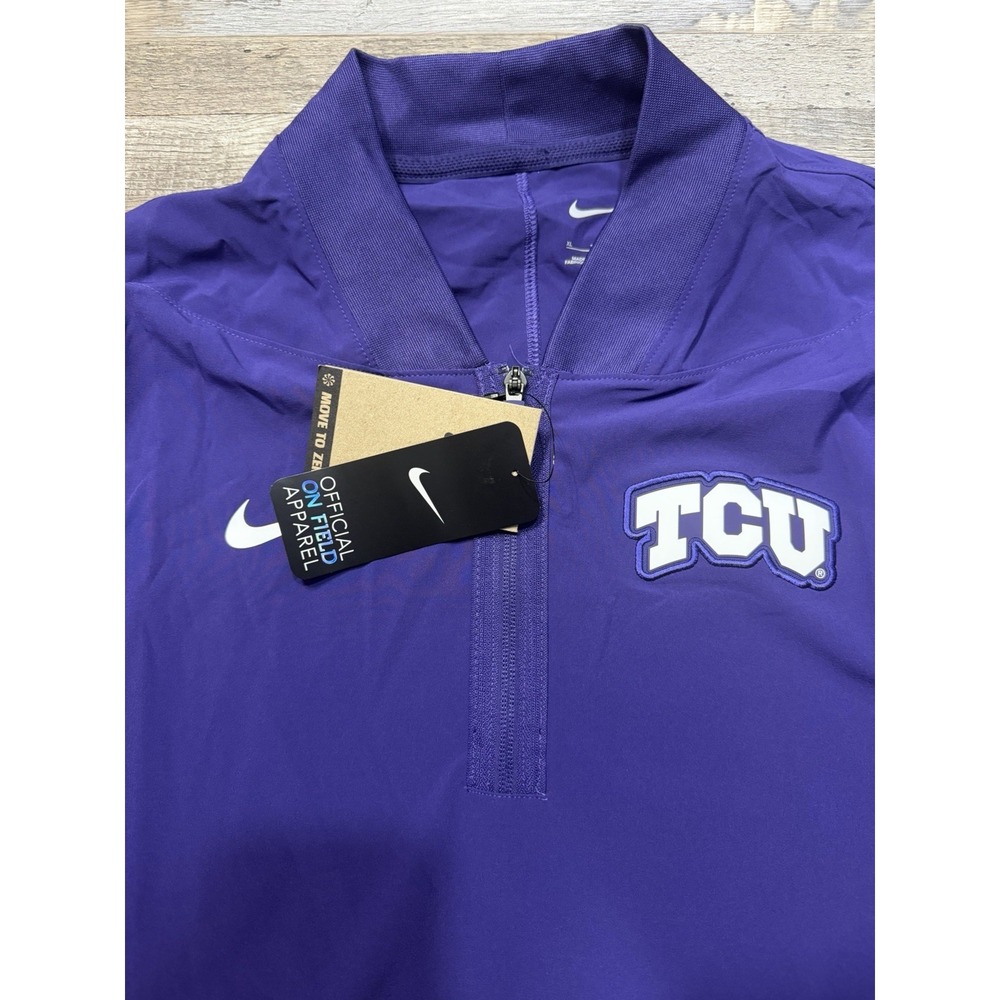 Nike TCU Horned Frogs Coaches Quarter-Zip 1/4 Jacket Purple Men's XL X-Large - Picture 3 of 8